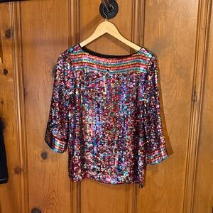 Trina Turk Multicolor Sequin Blouse